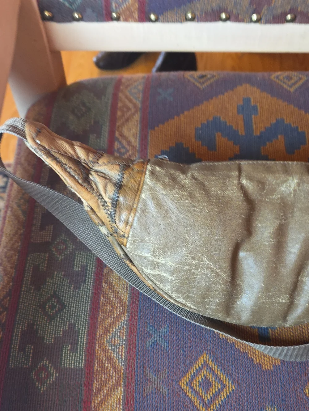 Vintage 90's Boho  Distressed Leather Patchwork Fanny Pack Sling Bag